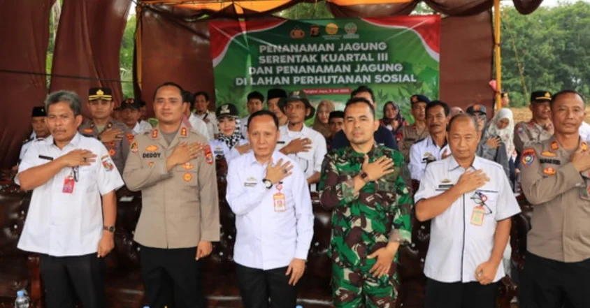 Polres Lampung Utara Tanam Jagung Serentak, Dukung Ketahanan Pangan Daerah