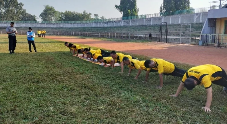 Tingkatkan Kesiapan Fisik, Polres Lampung Utara Gelar Tes Kesamaptaan dan Ujian Beladiri Semester II