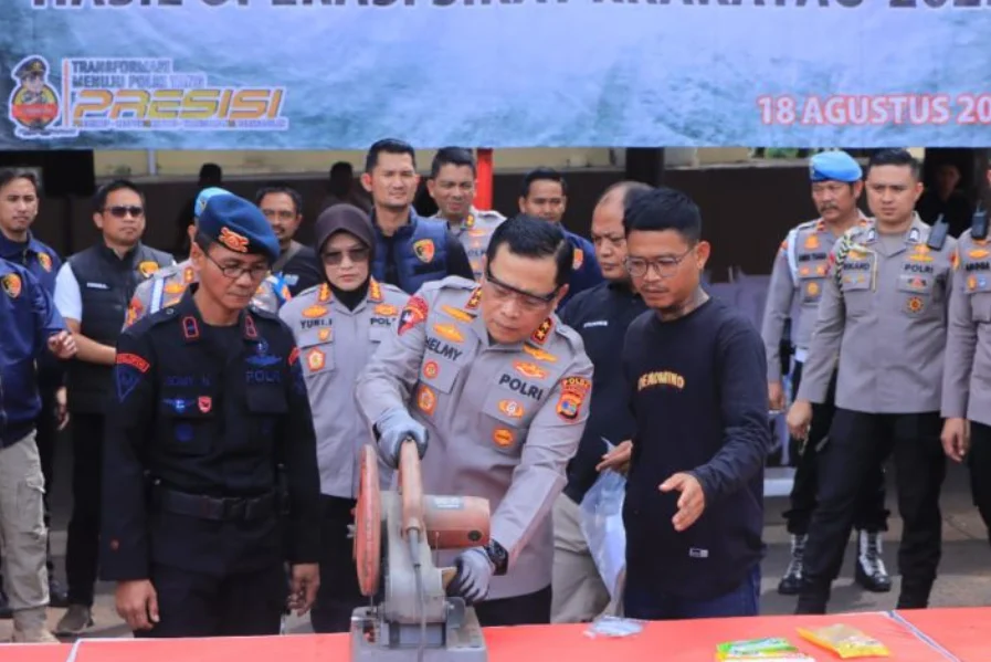Deretan Sepeda Motor Curian dan Senjata Api Ilegal Hasil Operasi Sikat Krakatau 2025 Polda Lampung