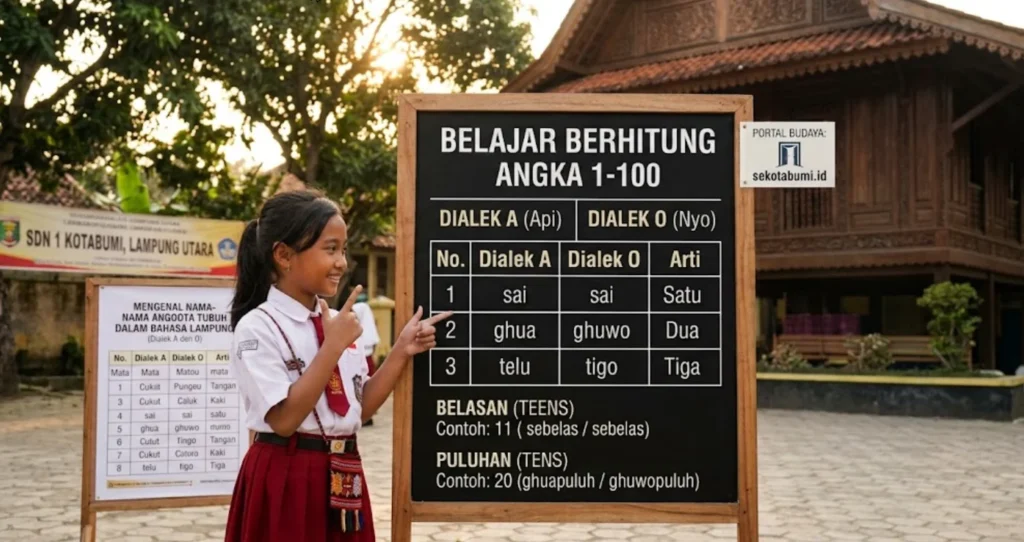 Belajar Berhitung Angka 1 Sampai 100 dalam Bahasa Lampung (Dialek A dan O)